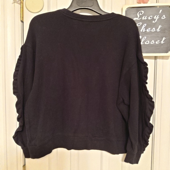 A New Day Black Ruffle Sleeve Sweatshirt - Picture 8 of 9